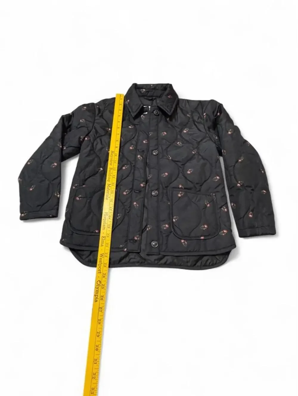 Girls Black Quilted Floral Old Navy jacket Size L 10-12